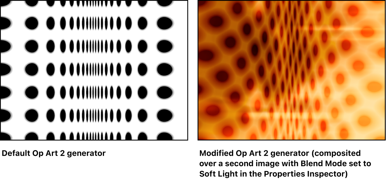 Canvas showing Op Art 2 generator alone and combined with another image