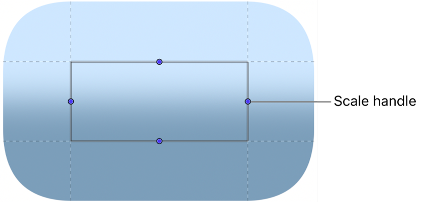 Canvas showing Sliced Scale filter’s Scale onscreen controls