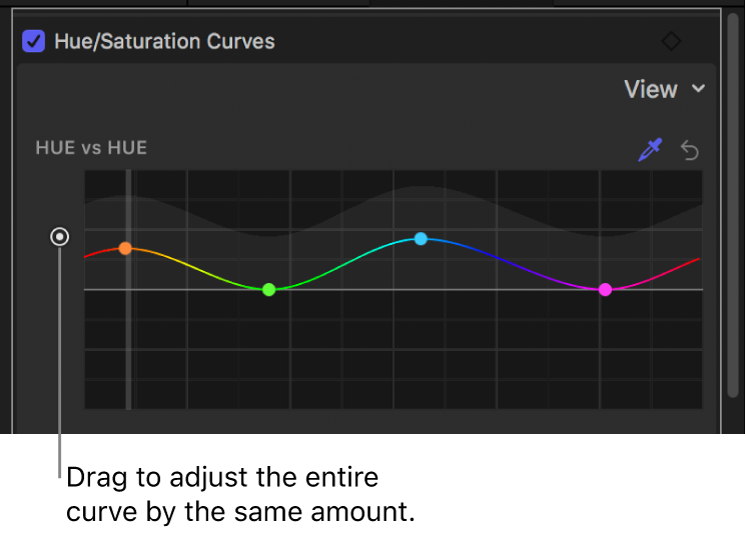 The Filters Inspector showing the control to offset an entire curve