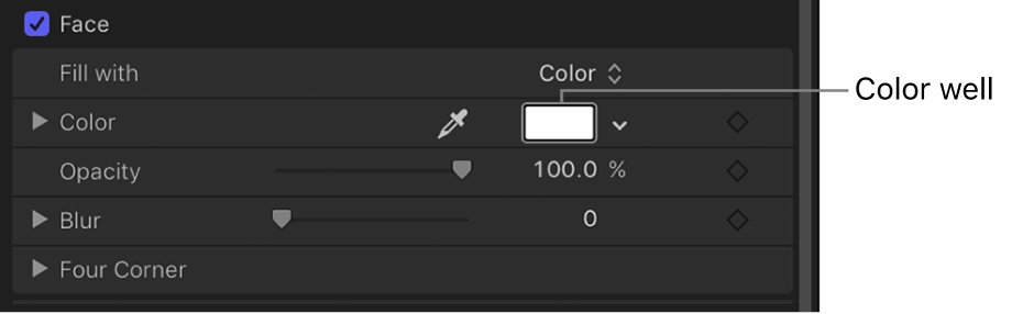 Color well control in Inspector