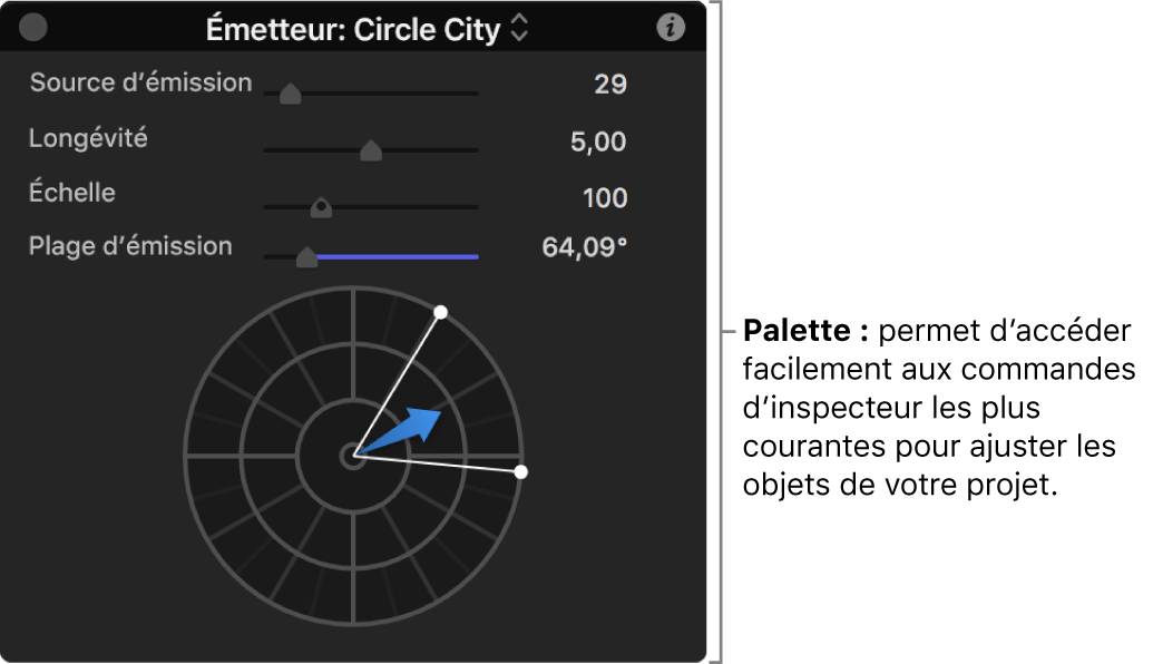 Fenêtre de la palette