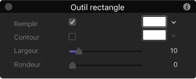 Palette de l’outil Rectangle