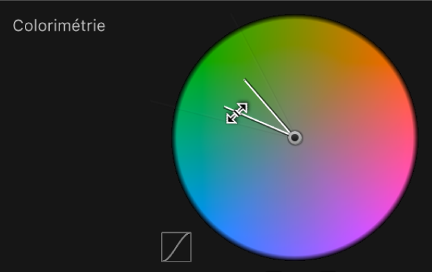 Glissement du bord intérieur de la commande Colorimétrie pour ajuster la tolérance