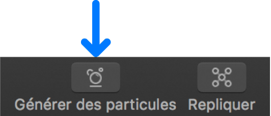 Bouton Générer des particules dans la barre d’outils