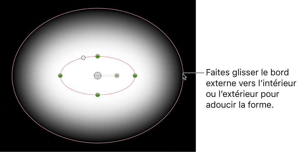 Glissement du bord externe d’un masque dans le canevas pour rendre son contour progressif