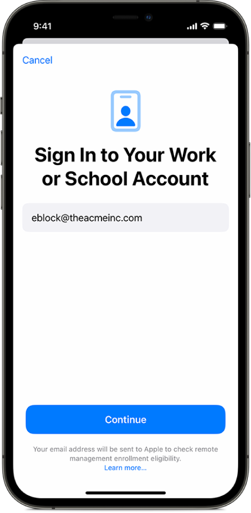 An iPhone screen showing the User Enrollment interface.