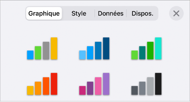 Styles de graphique dans l’onglet Graphique du menu Format.