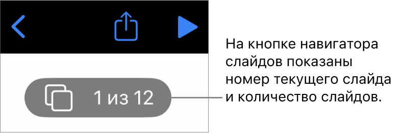 Кнопка навигатора слайдов. Отображается номер текущего слайда и общее количество слайдов в презентации.