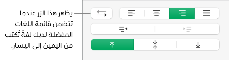 الزر اتجاه الفقرة في قسم المحاذاة للشريط الجانبي "التنسيق".
