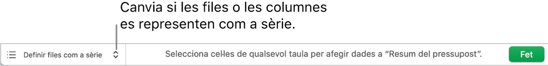 El menú desplegable per indicar si es representaran les files o les columnes com a sèrie.