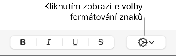 Tlačítko Další textové volby vedle tlačítek Tučné, Kurzíva, Podtržené a Přeškrtnuté