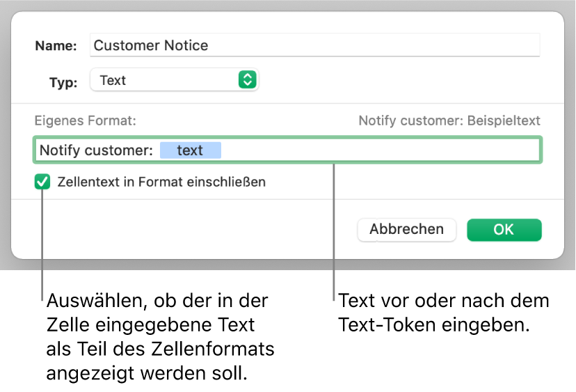 Eigenes Zellenformat für Text