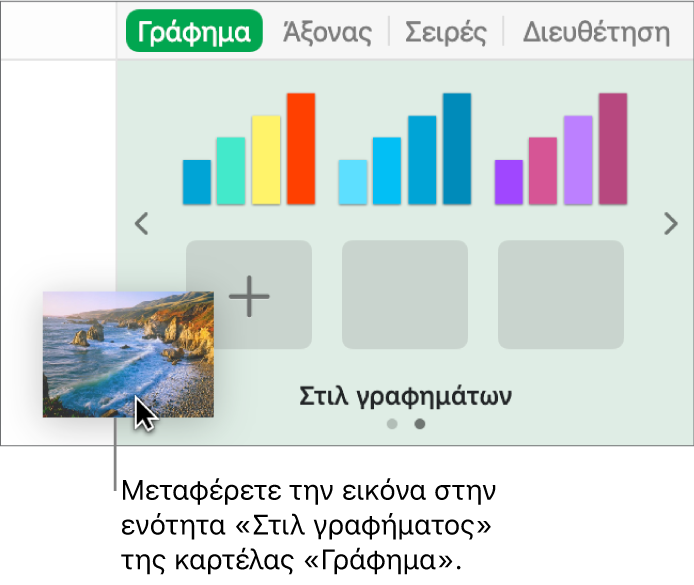 Μεταφορά εικόνας στην ενότητα στιλ γραφημάτων της πλαϊνής στήλης για τη δημιουργία νέου στιλ.