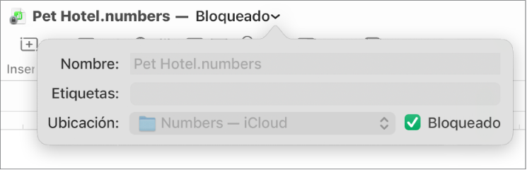 Menú desplegable para bloquear y desbloquear una hoja de cálculo.