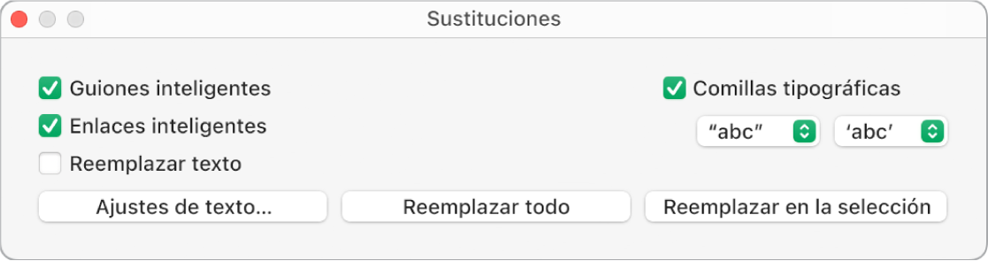 La ventana Sustituciones.