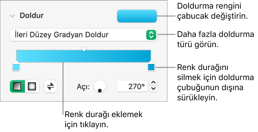 Nesneleri renkle doldurma denetimleri.