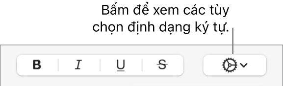 Nút Tùy chọn nâng cao bên cạnh các nút Đậm, Nghiêng, Gạch chân và Gạch xuyên.