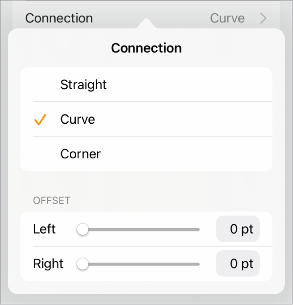 The Connection controls with Curve selected.