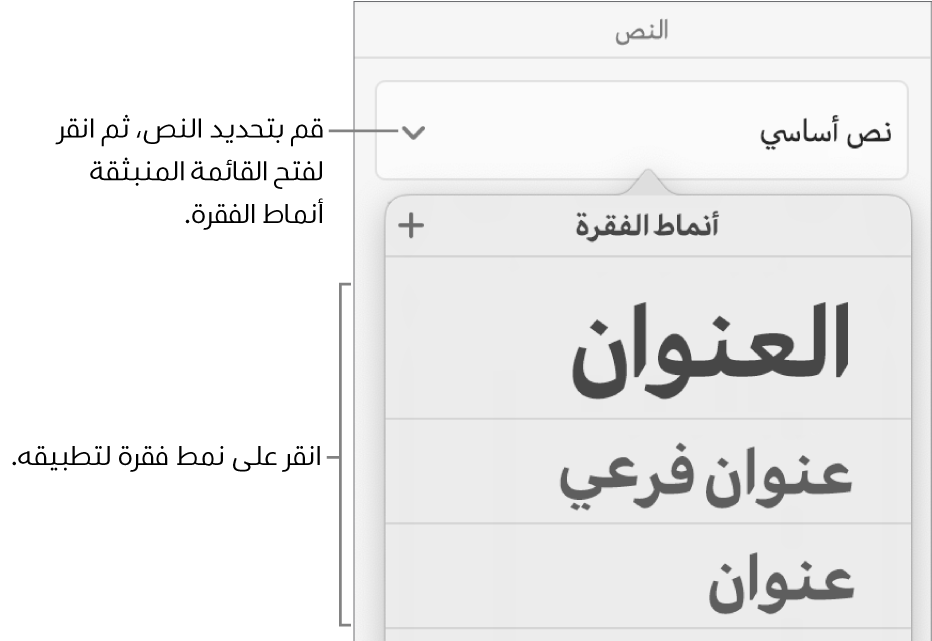 قائمة أنماط الفقرة.