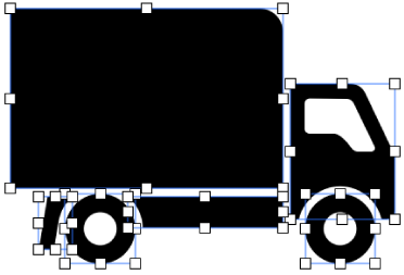 Una imatge SVG composta separada en les formes que la constitueixen.