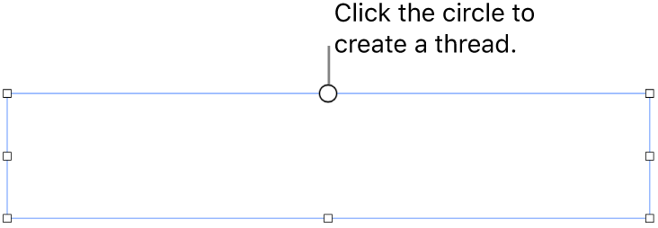 An empty text box with a white circle at the top and resize handles on the corners, sides, and bottom.