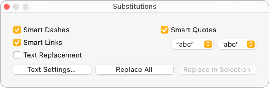 The Substitutions window.