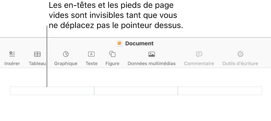 Trois champs d’en-tête au-dessus du titre d’un document.