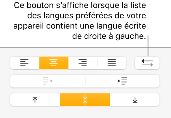 Le bouton « Direction du paragraphe » dans la section Alignement de la barre latérale Format.