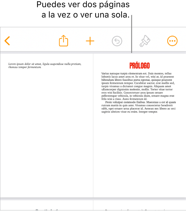 Un documento con las páginas en vista de hojas de dos páginas.