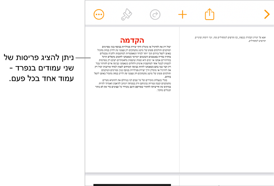 מסמך עם תצוגה של עמודים בפריסת שני עמודים.