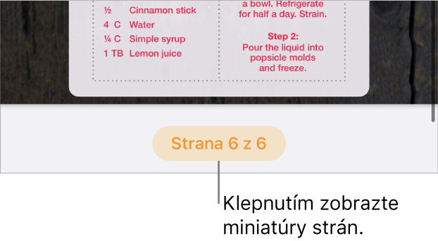 Otvorený dokument s tlačidlom počtu strán v strednej dolnej časti obrazovky.