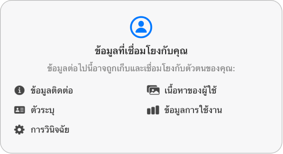 ส่วนหนึ่งของหน้าหลัก Mac App Store ที่แสดงนโยบายความเป็นส่วนตัวของนักพัฒนาแอปที่เลือก