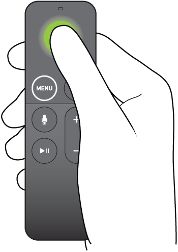 Illustration showing pressing and holding the center of the touch surface