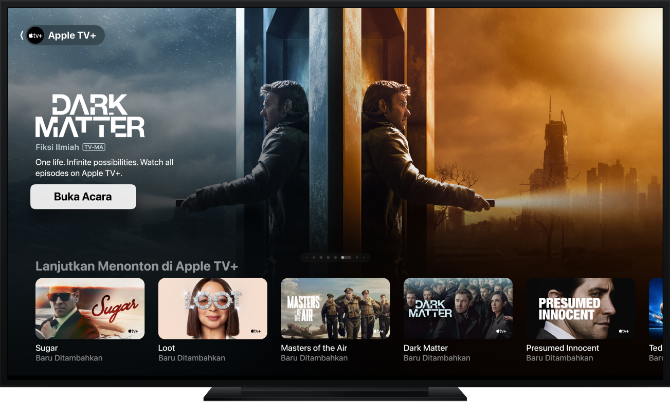 Apple TV menampilkan app Apple TV