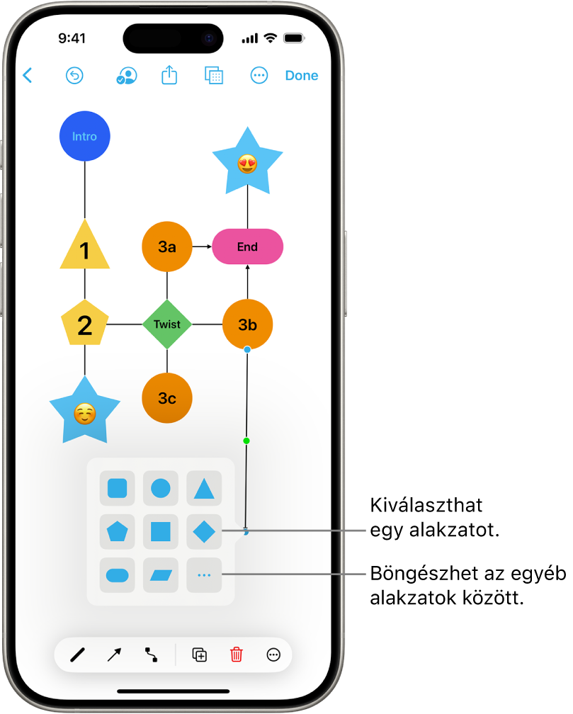 Egy diagram kerül hozzáadásra új alakzattal.