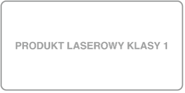 Etykieta z napisem „Produkt laserowy klasy 1”.