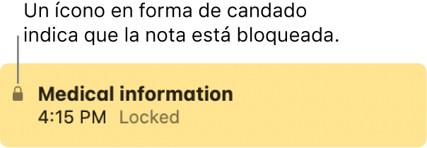 Nota bloqueada con un candado en el lado izquierdo.