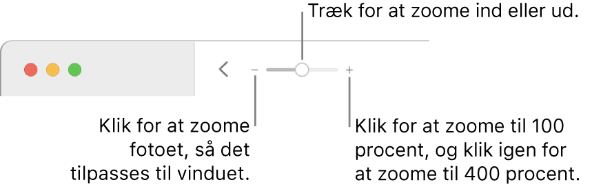 Værktøjslinjen, der viser zoomværktøjer.