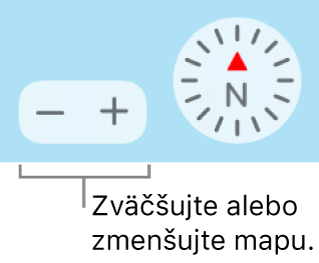 Tlačidlá zväčšenia na mape.