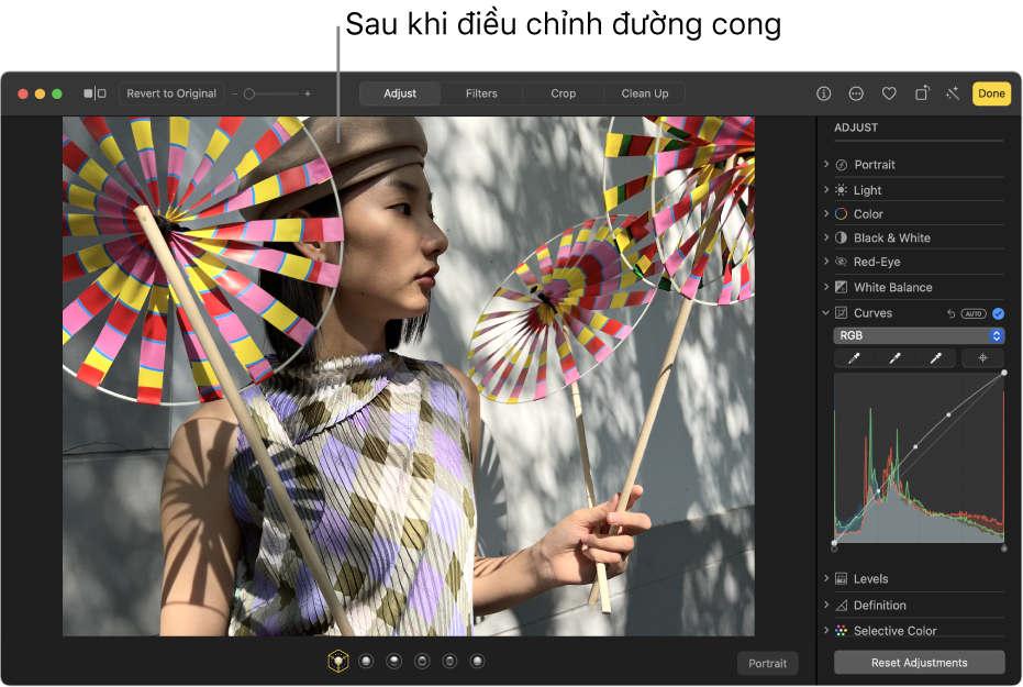 Ảnh sau khi điều chỉnh Đường cong.