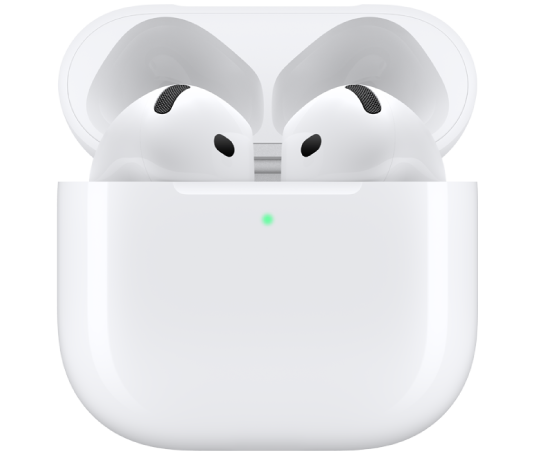 Les AirPods 4 dans leur boîtier de charge.