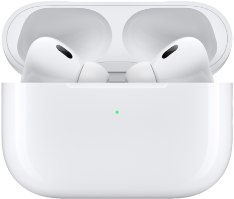 Les AirPods Pro 2 dans leur boîtier de charge.