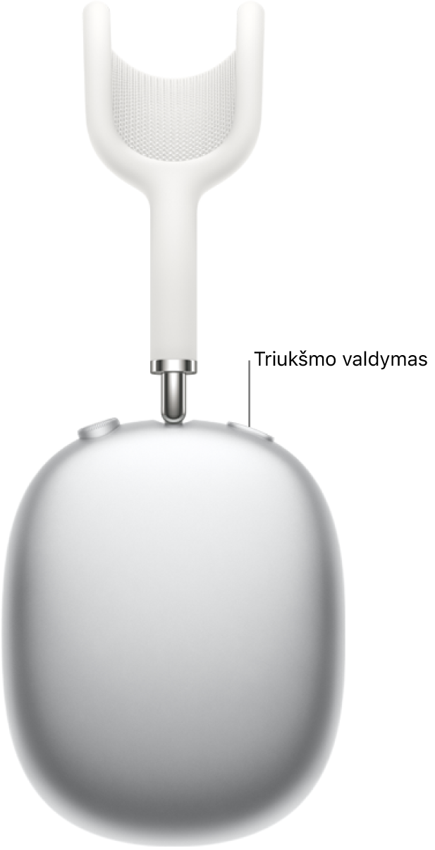 „AirPods Max“ triukšmo valdymo mygtukas yra kairiojoje ausinėje.