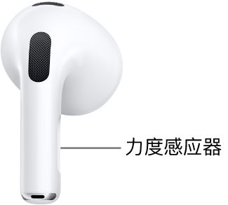 AirPods 3 的力度感应器位于两只 AirPods 的耳机柄上。