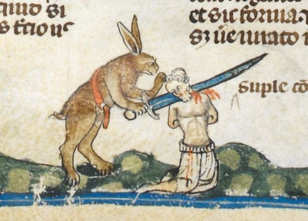 middeleeuwse kunst bizarre trends moordlustige konijnen groot