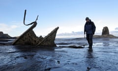 The wreck of the Admiral von Tromp on the scars at Saltwick.