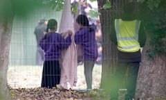 Children inside the Manston immigration centre in Kent.