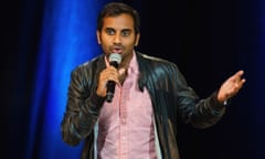 Aziz Ansari on stage in 2014