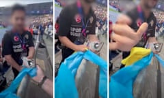 Officials try to wrestle Ukrainian flag from fan at Champions League final