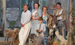 Cast of the ITV drama The Durrells with some animals